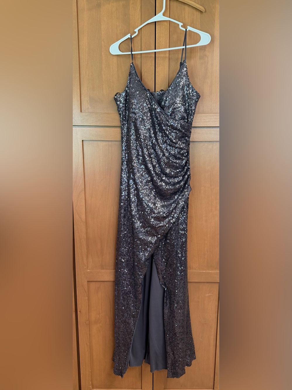 Trixxi Gray Sequin Party Cami Dress